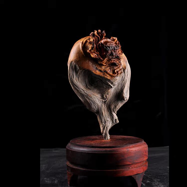 Taihang Cliff Cypress Zhong Kui opening evil Lucky door god with shape carving craft art Entrance living room office ornaments hand