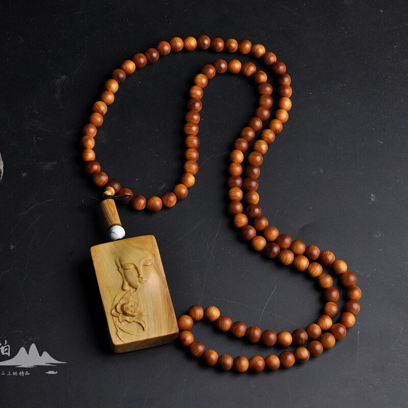 Taihang soul cliff Cypress original high oil 108 cliff Cypress Buddha beads Rosary plus creative carving boutique pendant (Zen)