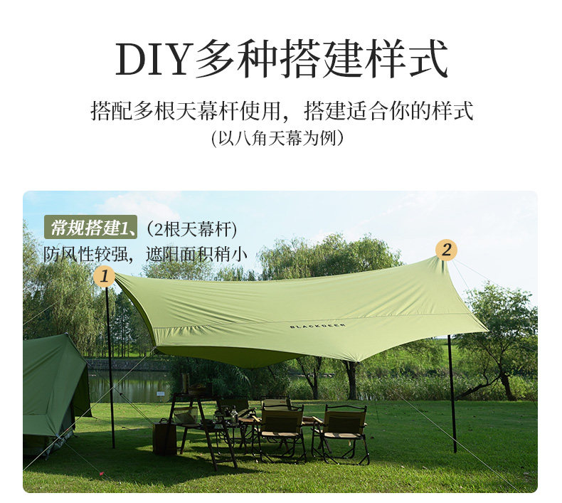 Атриум blackdeer黑鹿户外大型天幕六角八角露营遮阳棚防雨防晒棉布帐篷 1882775341