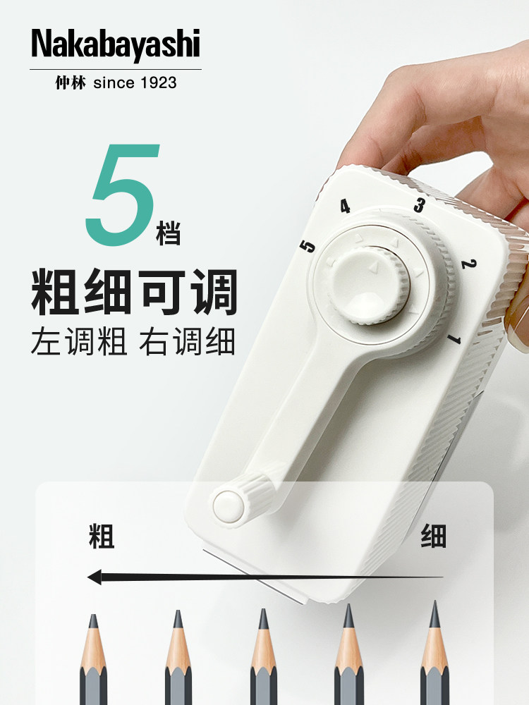 Nakabayashi Zhonglin Large-Caliber Pencil Sharpener for Thick Pencils, Triangular and Hexagonal Rods, Hand-Cranked Pencil Sharpener with Adjustable Thickness, Large Hole Pencil Sharpener for Colored Pencils, Specially Designed for Elementary School Students