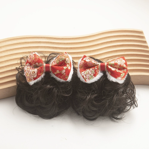 Детский парик, кудрявый милый аксессуар для волос для принцессы, заколка для волос с бантиком