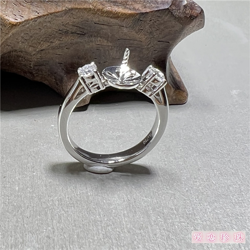 DIY珠宝专业加工之18K厚金基础款大颗料莫桑钻珍珠宝石戒指💍托解析