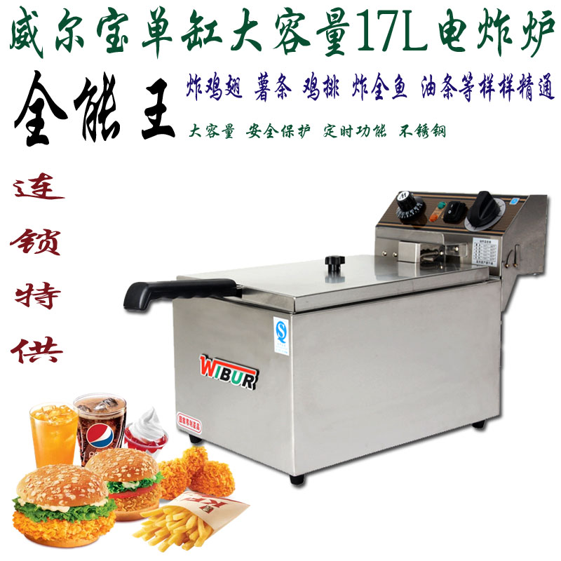 Wilbao EF-171 Single Cylinder Single Screen Electric Fryer stainless steel fryer Commercial timing increasing oil cylinder frying machine