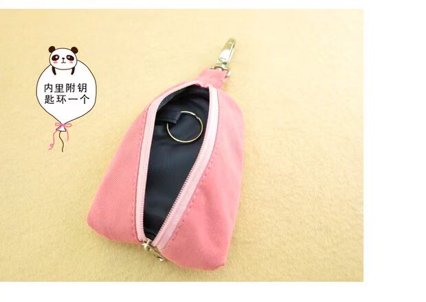 QQ mèo xe dây khóa túi treo khóa móc túi xu ví nữ dễ thương handmade vải hoạt hình đặc biệt sáng tạo ví nữ da thật