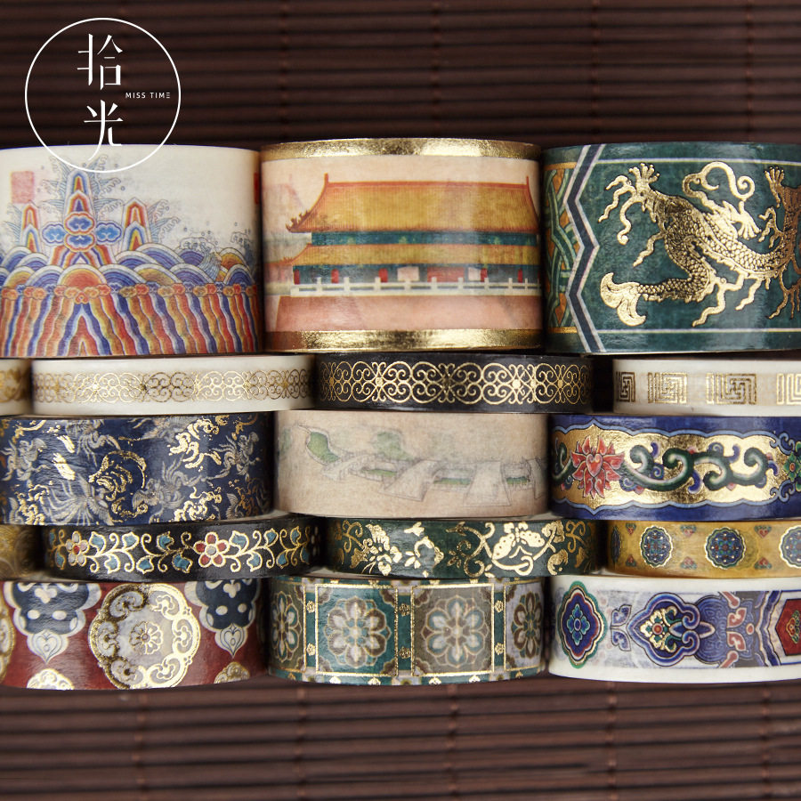 5 m suits 5 volumes ten light bronzing gold and paper adhesive tapes East Palace family Palace Ancient Wind Fairy Crane Hand Ledger Decoration