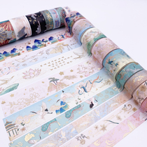 And Paper adhesive Gufeng China Wind Fairy Qi and Fairy Landscape Painting Xiangyun Crane Bronzing Gold DIY Hand Ripping Hand Ledger Decoration
