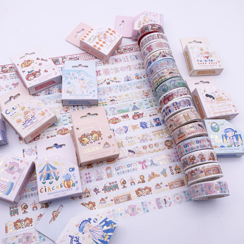 5 m Stationery Bronzing Adhesive Tape Circus Sleepwalking Angel Fresh Girl Hands Account Net Red Trim and Paper Box Costume