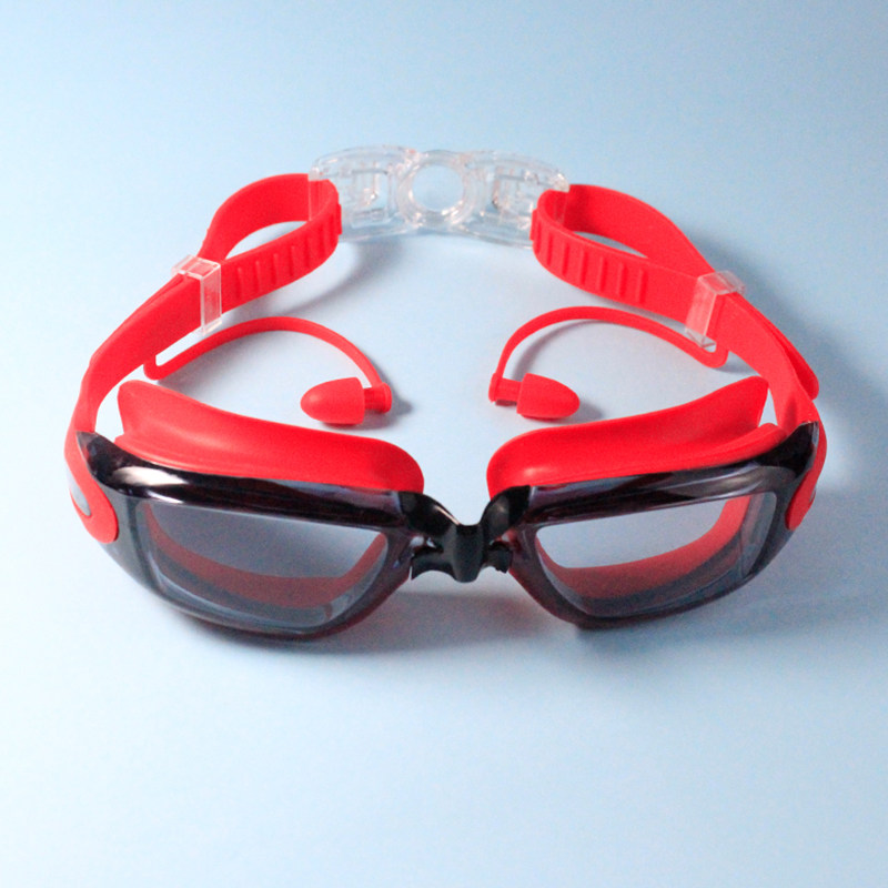 Body earplugs HD anti-fog waterproof large frame swimming goggles for children adult men and women swimming glasses nose clip swimming cap