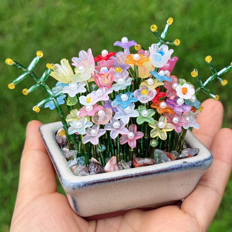 Handmade Beaded Potted Plant Ornaments DIY Craft Material Kit Creative Decoration Personalized Birthday Gift Companion Set