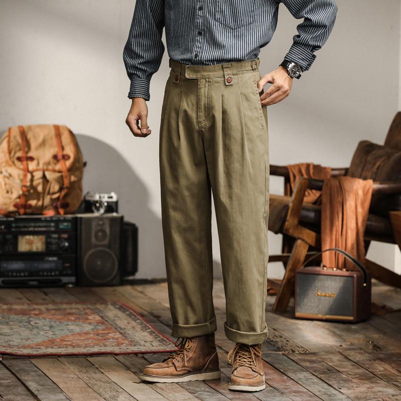 American Retro Pants for Men, High-Waisted, Loose-Fitting, Versatile, Naples Casual Long Pants, Wide-Leg Straight Pants, Trendy