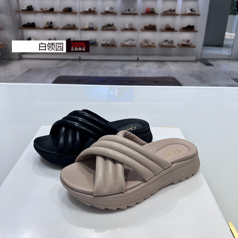 Clarks Genuine Store Product 2025 Summer Thick-Soled Slip-On Comfortable Versatile Casual Sandals Women's Shoes