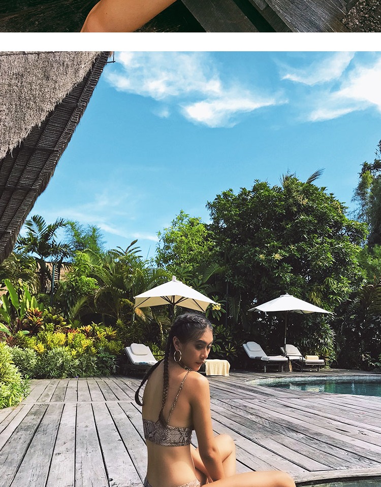 walkChic Thái Lan mẫu rắn độc nhất bikini bikini ba điểm gợi cảm đi biển áo tắm sexy