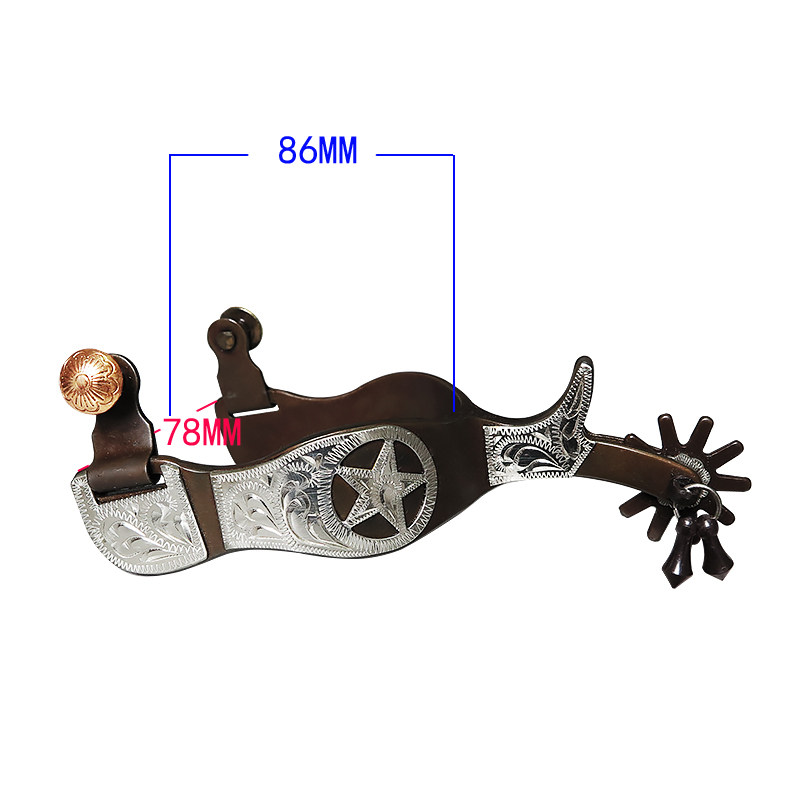 Western-style classic ancient bronze knight Spurs inlaid with German silver decorated board handcarved western denim Spurs-Taobao