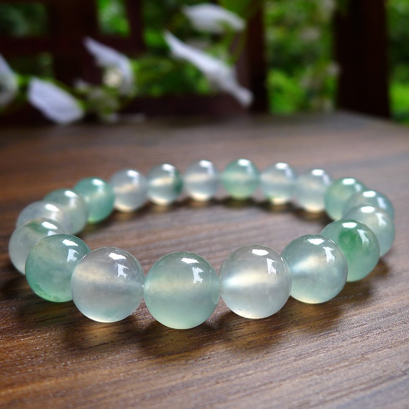 Flat Raw Emerald YS090 Ice Seed Wood That Jelly Glue Sensation Floating Green Flowers Emerald Hand Strings Jade Beads Necklace Hand Beads