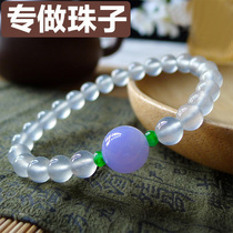 Life Jade Natural A Goods Moxisha White Glass Type Single Bead Round Bead Handstring Jade Bead Bracelet Live Shooting 04