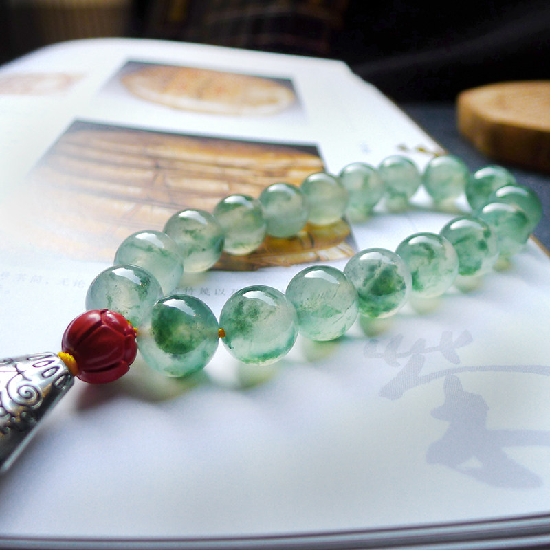 Lifetime Emerald Natural Identification High Quality High Ice Floating Blue Flower 18 Boutique Big Beads Ice Bracelet BL2061