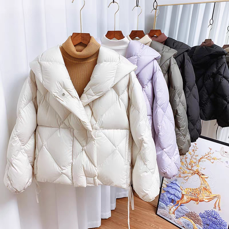White Duck down Factory Direct Sales, Pressure-Free Lightweight down Jacket with Diamond Pattern, Hidden Buttons, Hood, Quality and Style Are Both on Point White Duck down Factory Direct Sales, Pressure-Free Lightweight down Jacket with Diamond Pattern, Hidden Buttons, Hood, Quality and Style Are Both on Point