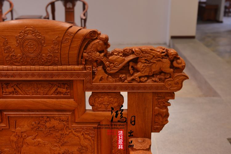 Gỗ hồng mộc Miến gỗ rắn sofa gỗ gụ kết hợp kỳ lân Trung Quốc phòng khách cổ Dongyang đồ gỗ gụ - Ghế sô pha ghế sofa đơn giá rẻ