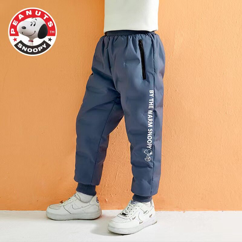 Snoopy Children thickened down pants 90 white duck fluff warm pants for boys and girls baby cotton pants for winter pants
