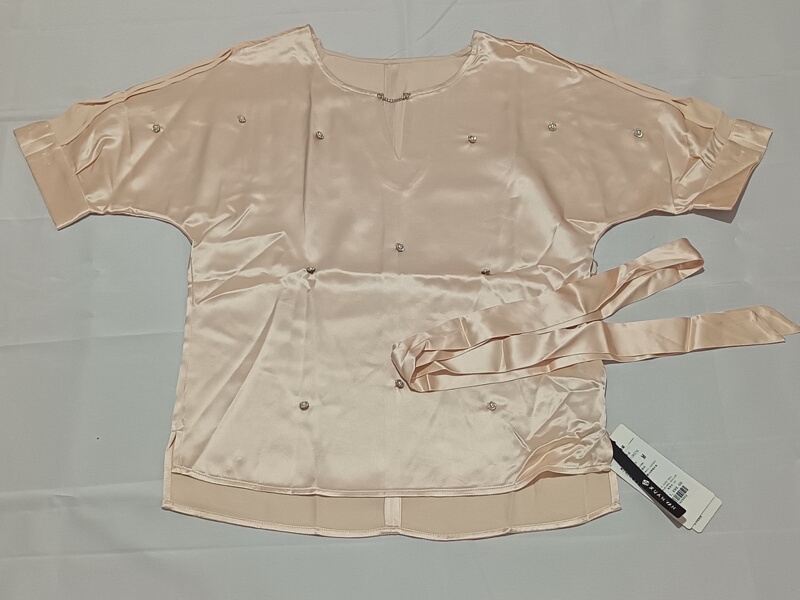 Heavyweight Acetate Satin Loose-Fitting Batman Shirt T-Shirt for Women with Rhinestones and Belt, High-End and Elegant