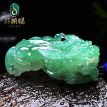 Xiangzhen Fu natural jade pendant overlord Burmese ice glutinous green jade pendant male and female jade pendant