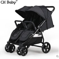 Twin high landscape second child size child double stroller can sit lie down foldable hand big wheel shock absorber