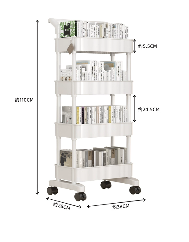 kệ sách cũ Giá sách có thể tháo rời kệ sàn xe đẩy bánh nhiều tầng đựng đồ lặt vặt để bàn bên cạnh tủ sách lưu trữ đọc sách giá để sách giá đựng sách