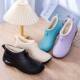 Plus fixed velvet rain boots for women, fashionable soft rainy season outdoor wear plus cotton comfortable short-tube kitchen work shoes waterproof shoes