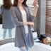 Áo chống nắng cardigan nữ mỏng phần áo len dài áo len điều hòa áo khoác màu xám khăn choàng mùa xuân hè 2018 nữ mới Đan Cardigan