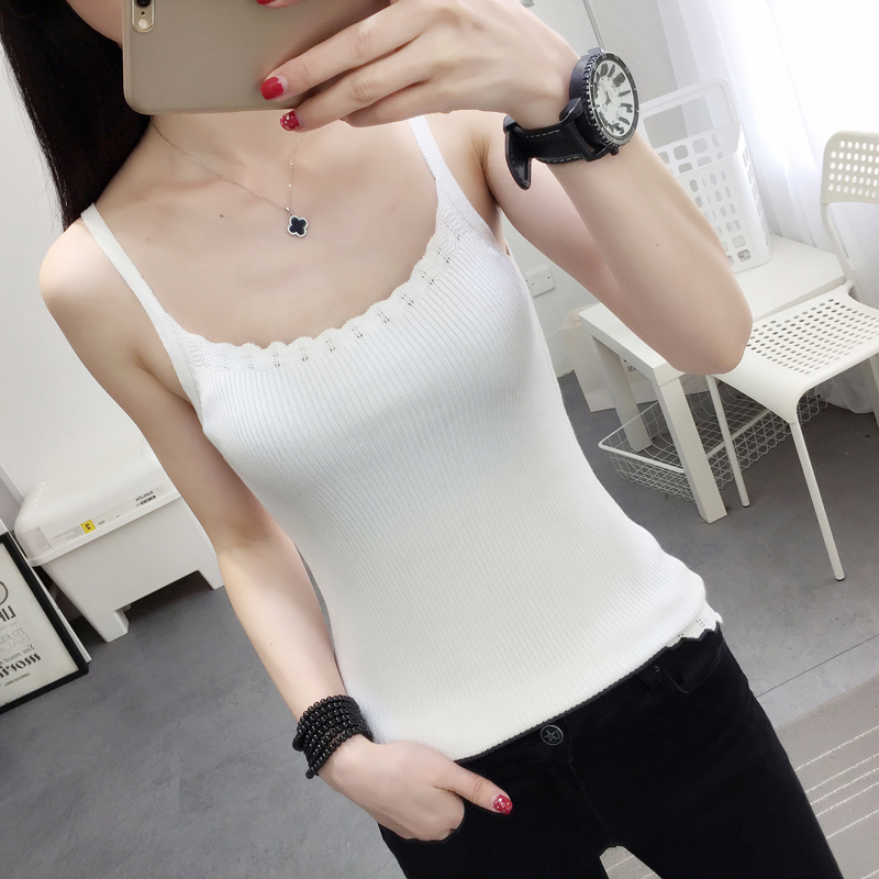 Áo len dệt kim nữ bên trong mùa xuân và mùa thu mới nhỏ tự trồng mới áo đáy quần bó sát không tay ngắn áo thun thủy triều thời trang nữ