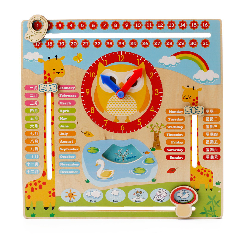 Children Time Cognition Board Digital Clock Jigsaw Puzzle Calendar Teaching Aids Kindergarten Baby Mon Early Education Puzzle 3-6