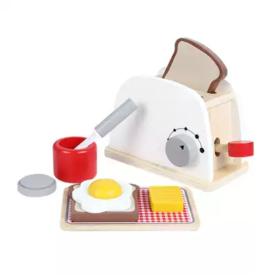 German children's simulation toaster, coffee machine, mixer, house wine, kitchen toy set, wooden girl