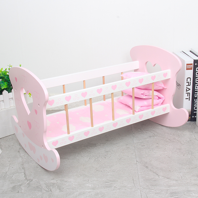 New Wooden Doll Bed Baby Small Bed Dress Home Wine Children Toy Nursery Area Corner Emulation Home Gift