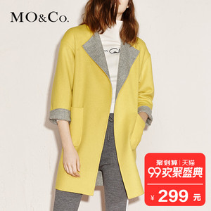 MOCO mùa thu và mùa đông retro vòng vai cắt ve áo túi hai mặt áo coat MA154OVC56 Moan 珂