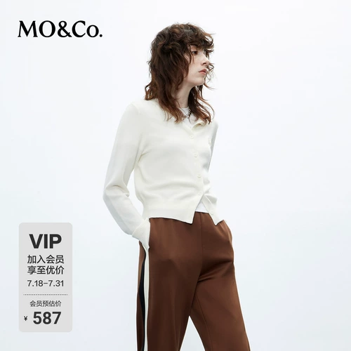 [Овечья шерсть × Кашемир] MOCO Вязаный топ Майяра в студенческом стиле с открытой 𫔭рубашкой и укороченным топом на талии