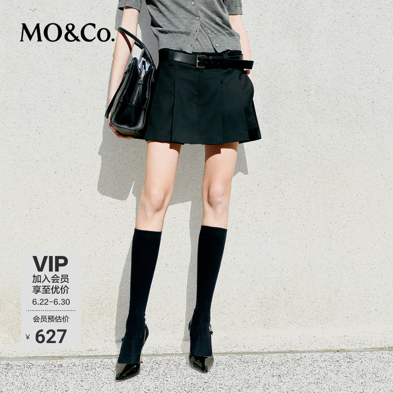 Moco Culottes Shorts A-Line Suit Skirt Brushed Mid-High Waist Preppy Style Mo Anke