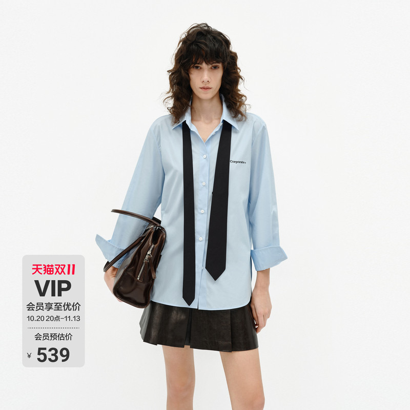 【C+ Series】Moco Shirt, High-Thread-Count, High-Density Cotton, Unisex Style Shirt with Tie, Commuter Style, Mo Anke