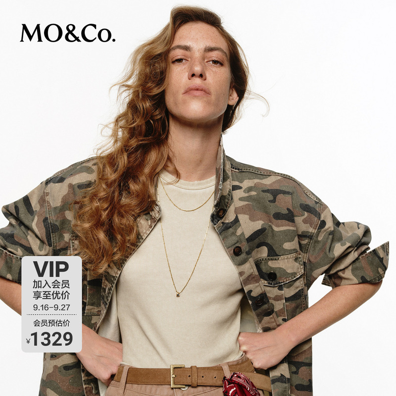 Moco Denim Jacket 2026 Summer New Heavy-Duty Washed Vintage Camouflage Style Rhinestone Workwear Jacket Mbf2Jkt015