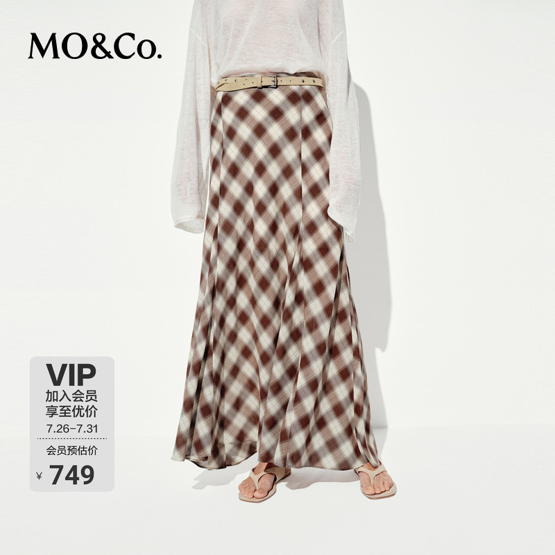 Moco Skirt, Tencel Wool, Mid-Low Waist, Plaid Fishtail Skirt, Long Skirt, Can Be Worn with Moanke Moco Skirt, Tencel Wool, Mid-Low Waist, Plaid Fishtail Skirt, Long Skirt, Can Be Worn with Moanke