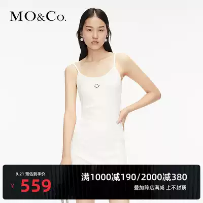 Yang Mi same MOCO2021 spring MOCo X Smiley Smiley face embroidery sling dress moanke