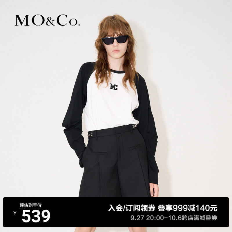 MOCO MC Embroidered Cotton loose T-shirt American retro Bottom Shirt Erotic t-shirt Pure cotton T-shirt-Taobao