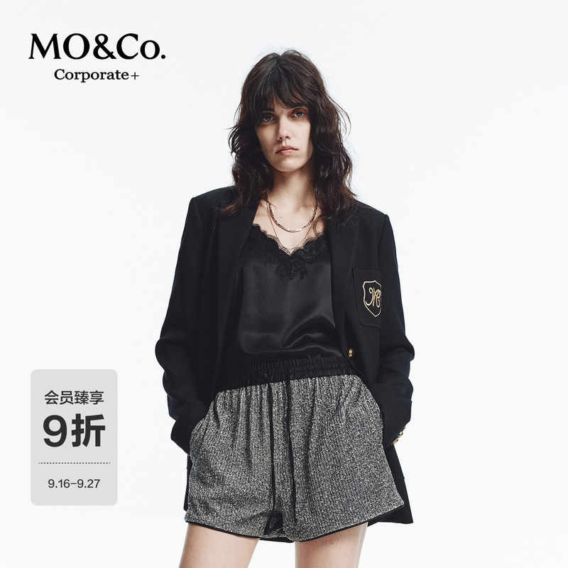 [C+ Series] Moco Suit 2026 Autumn New Product Wool Fine-Spun College Badge Jacket Mbf3Bla002