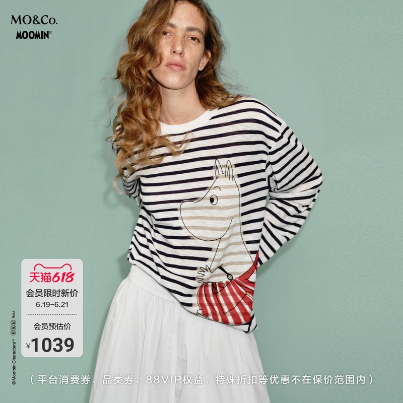 [Moomin Collaboration] Moco Knitwear 2026 Summer New Cotton Linen Silk Lightweight Loose Fit Mbf2Swt010