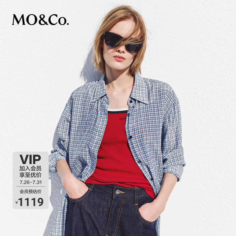 [Global Ambassador Maggie Cheung's Same Style] Moco Women's Shirt 2026 Summer New Plaid Pattern Mbf2Sht026