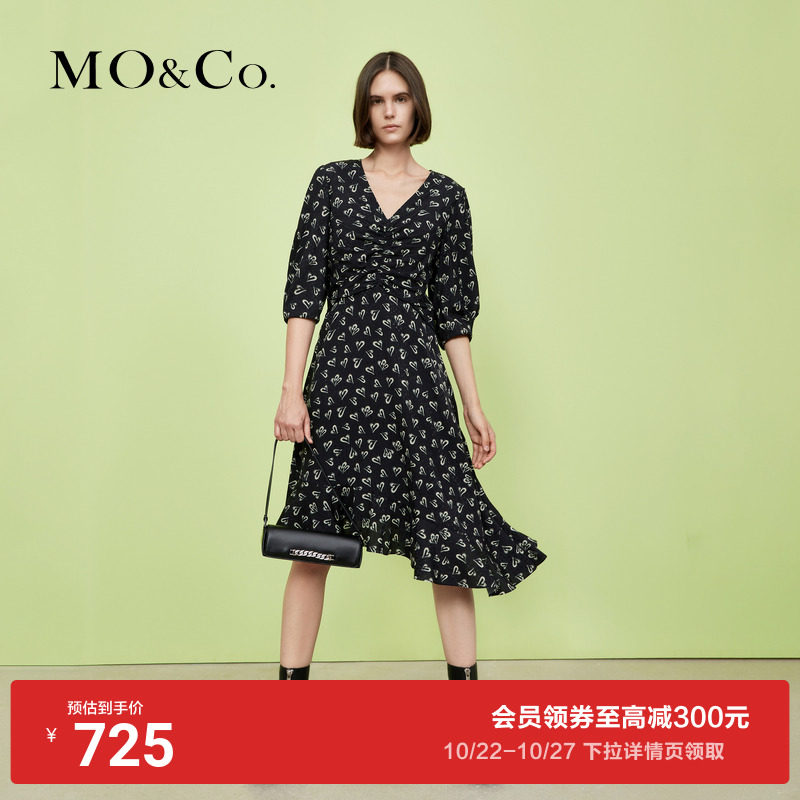 MOCO Fall New Horticultural Winewear dress V Pilot Blister MBB3DRST28 Advanced Sensational Style-Taobao