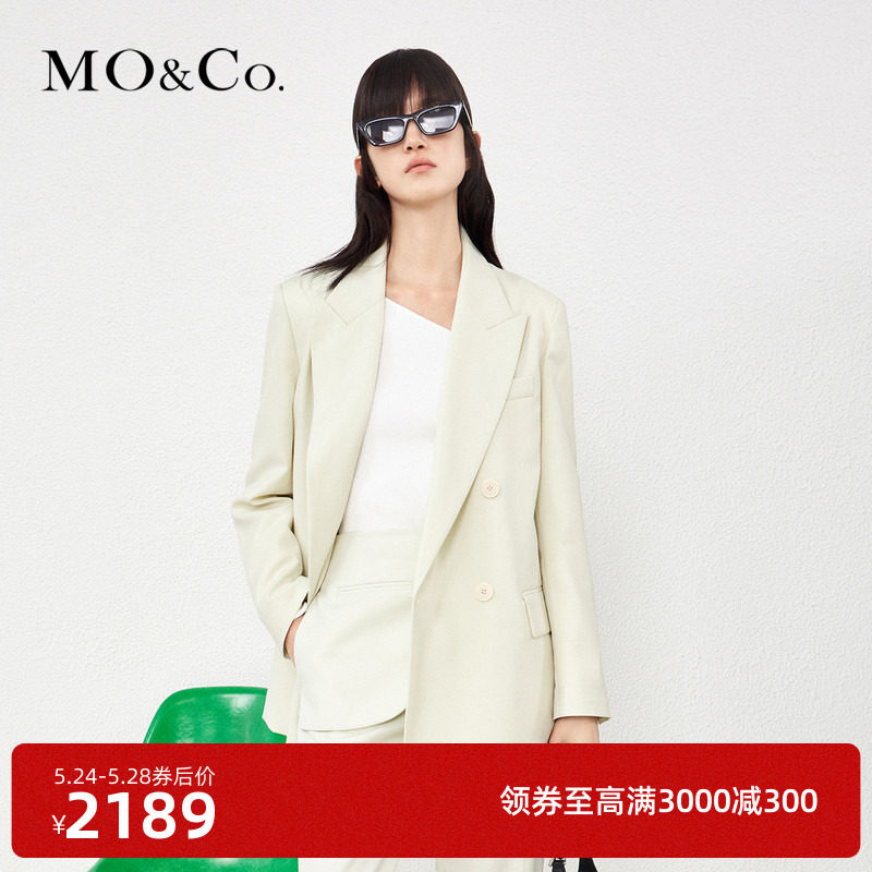 MOCO2022 spring new product double-row buckle Refute Collar Outline Shaped Suit Jacket Woman MBB1BLA020 Moanke