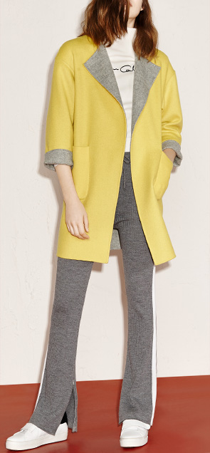 MOCO mùa thu và mùa đông retro vòng vai cắt ve áo túi hai mặt áo coat MA154OVC56 Moan 珂 áo khoác mùa đông nữ