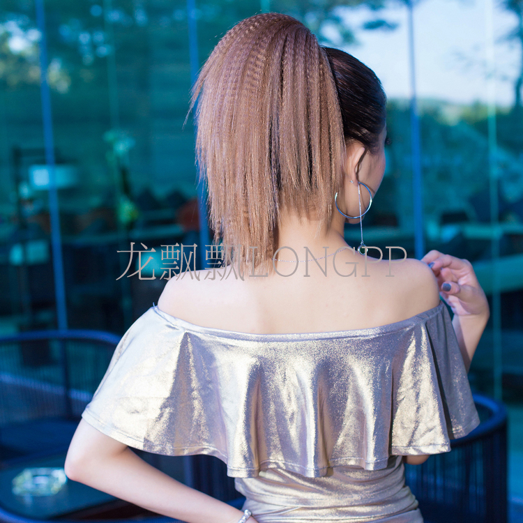 Long Piaopiao Genuine 01 Paris Corn Perm Non-Knotting Wig for Women Ponytail Tie-On Realistic K081414