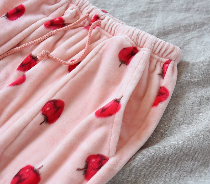 Quần pyjama nữ mùa thu san hô nhung nhung quần nhung quần kích thước lớn ấm áp cộng với quần nhung dày flannel nhà quần âu