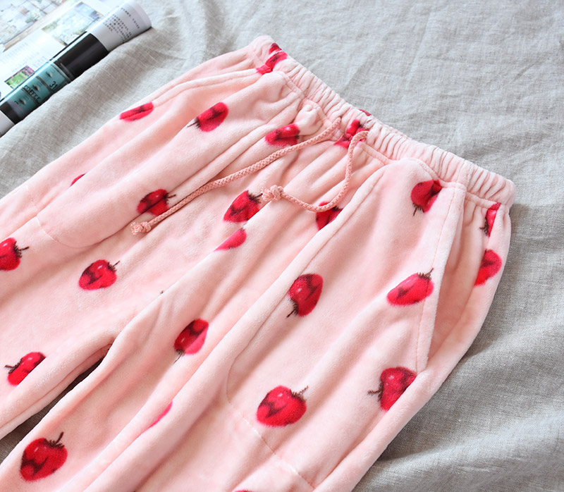 Quần pyjama nữ mùa thu san hô nhung nhung quần nhung quần kích thước lớn ấm áp cộng với quần nhung dày flannel nhà quan lot nam